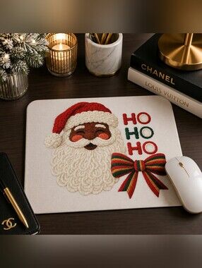 Festive Santa 'Ho Ho Ho' Holiday Mousepad - Red, Cream & Green